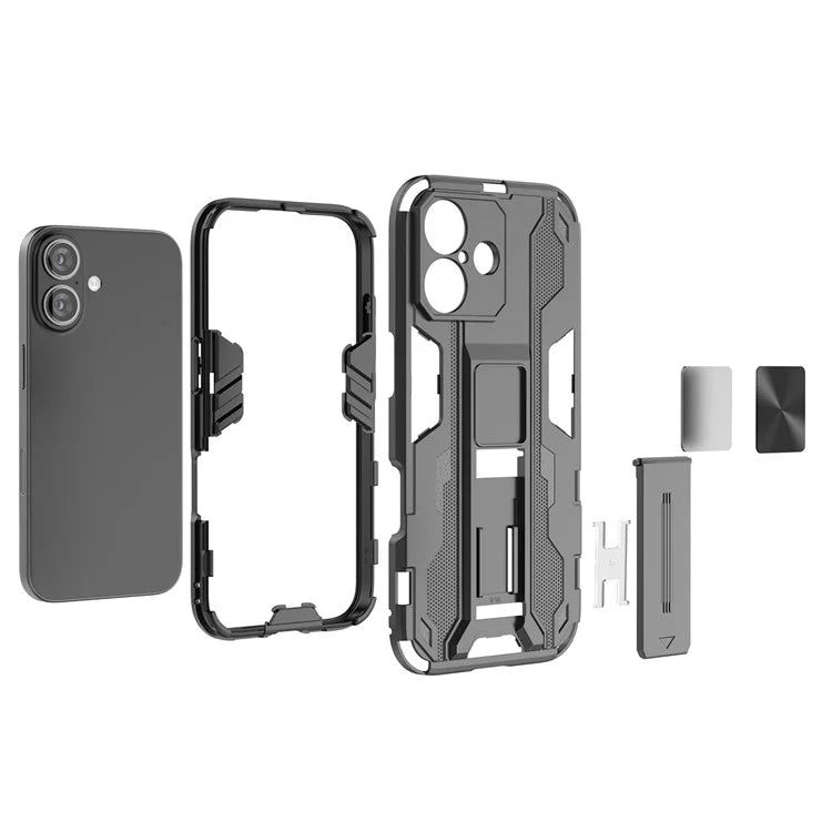 For iPhone 16 Case PC + TPU Shockproof Phone Cover with Kickstand