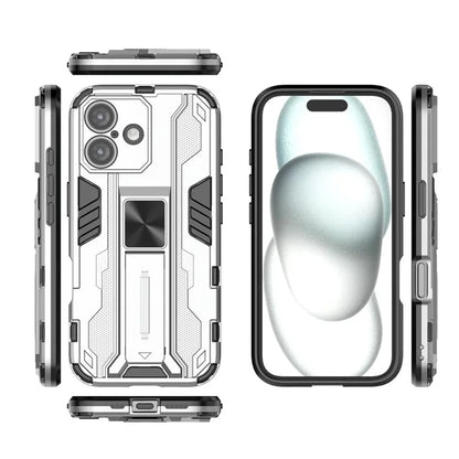 For iPhone 16 Case PC + TPU Shockproof Phone Cover with Kickstand