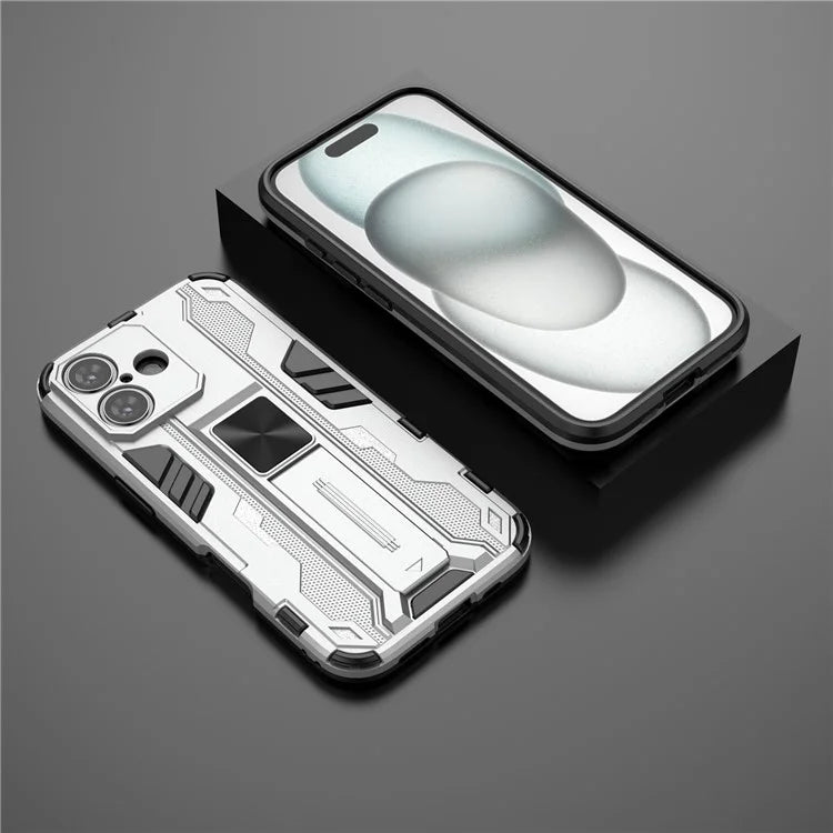 For iPhone 16 Case PC + TPU Shockproof Phone Cover with Kickstand