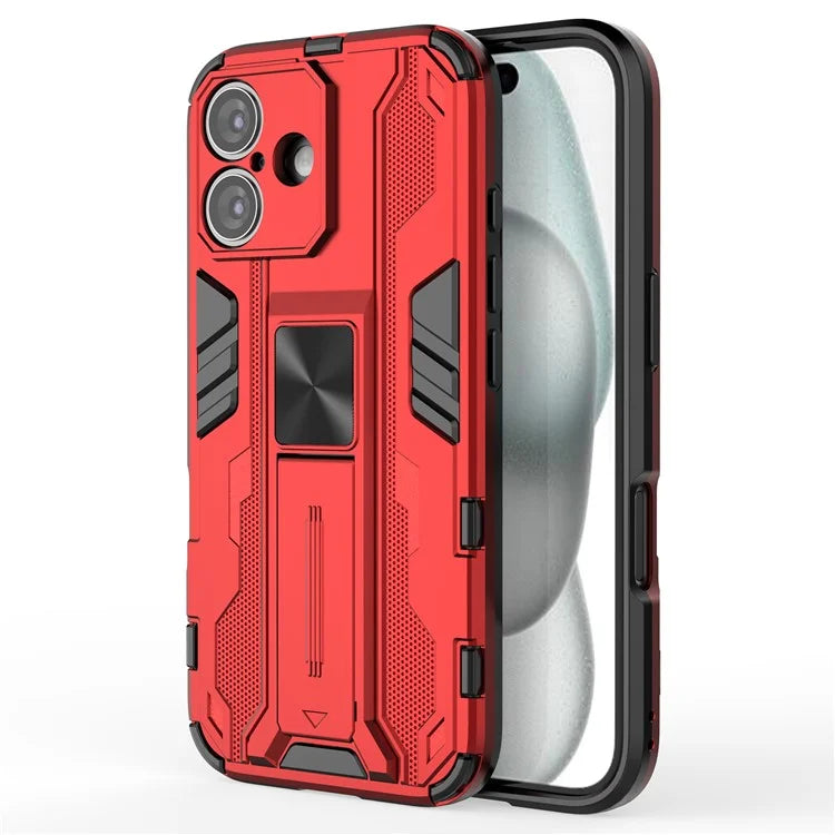 For iPhone 16 Case PC + TPU Shockproof Phone Cover with Kickstand