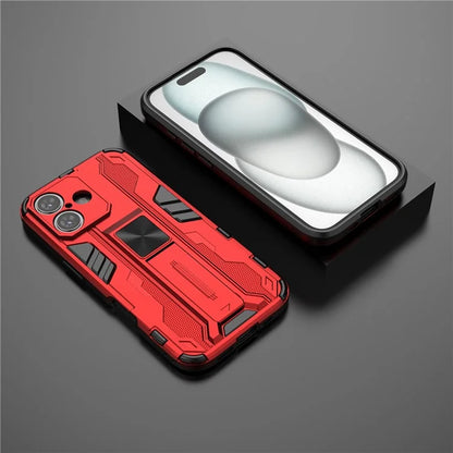 For iPhone 16 Case PC + TPU Shockproof Phone Cover with Kickstand