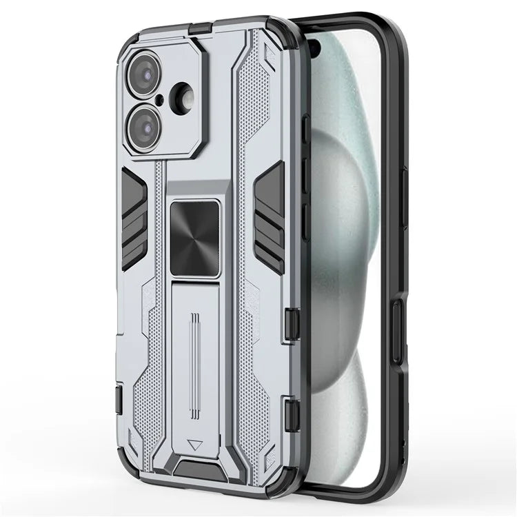 For iPhone 16 Case PC + TPU Shockproof Phone Cover with Kickstand