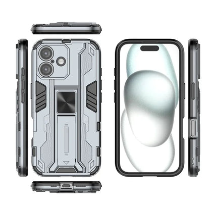 For iPhone 16 Case PC + TPU Shockproof Phone Cover with Kickstand