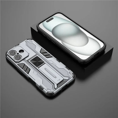 For iPhone 16 Case PC + TPU Shockproof Phone Cover with Kickstand