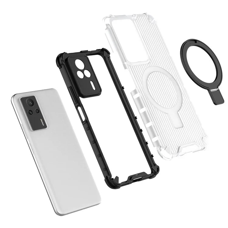 For Xiaomi Redmi K60E 5G Case with Kickstand PC+TPU Phone Cover Compatible with MagSafe