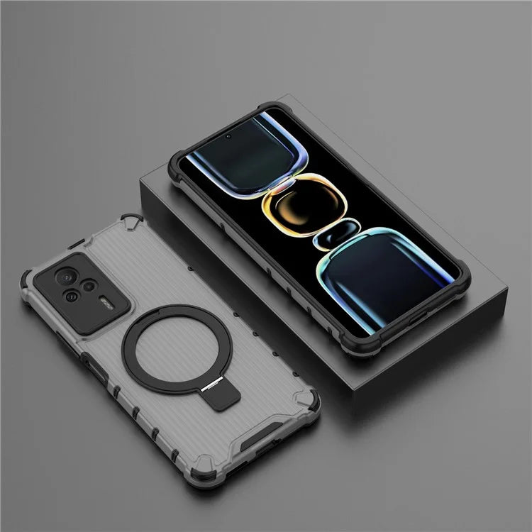 For Xiaomi Redmi K60E 5G Case with Kickstand PC+TPU Phone Cover Compatible with MagSafe