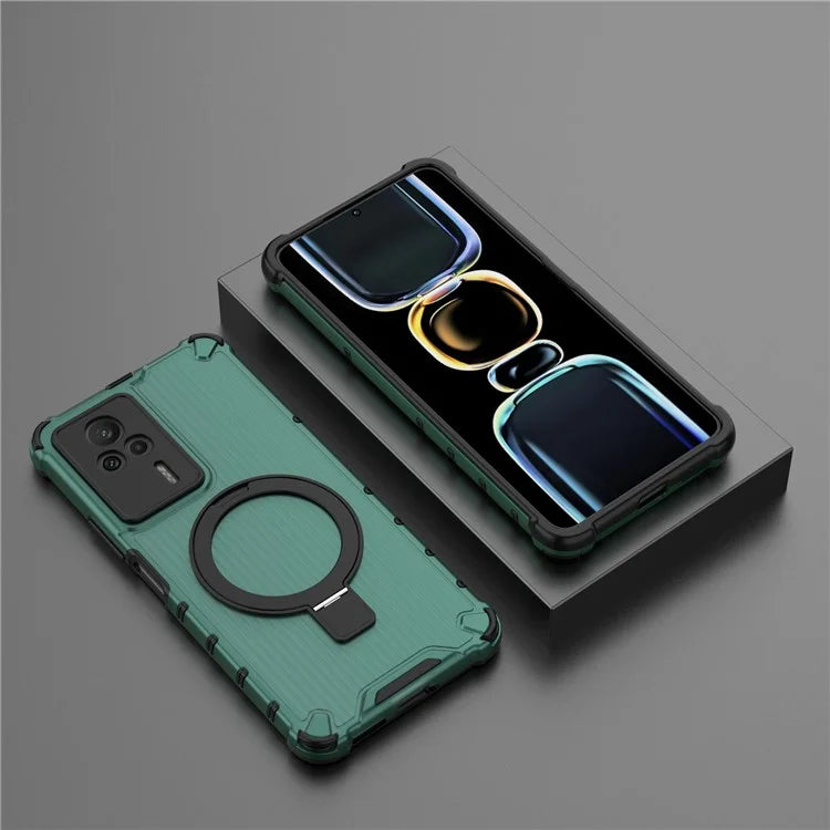 For Xiaomi Redmi K60E 5G Case with Kickstand PC+TPU Phone Cover Compatible with MagSafe