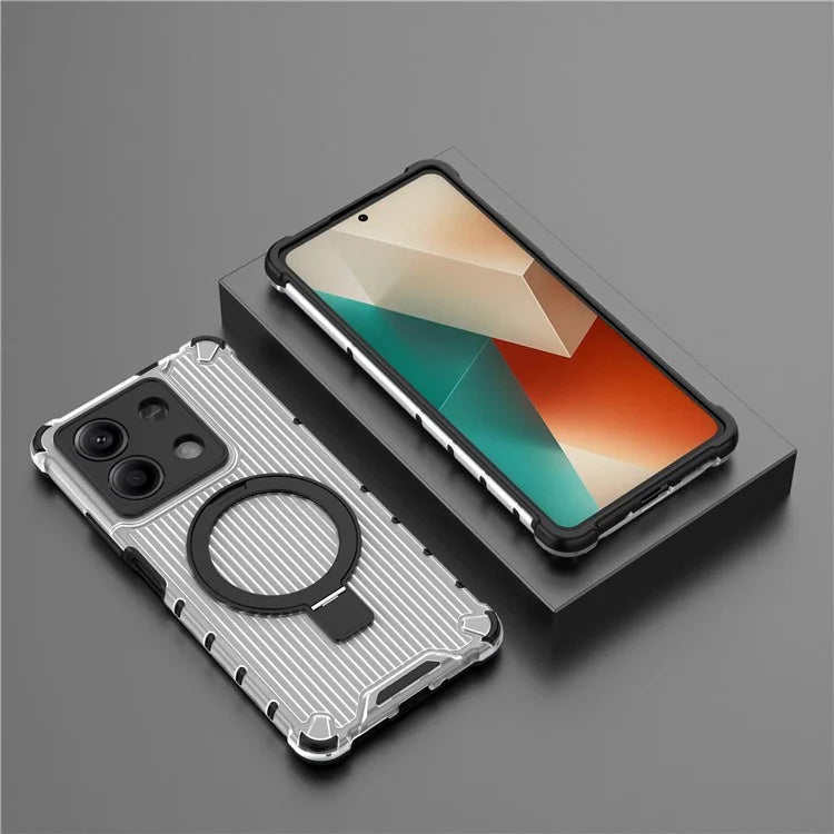 For Xiaomi Redmi Note 13 5G Case with Kickstand PC+TPU Phone Cover Compatible with MagSafe