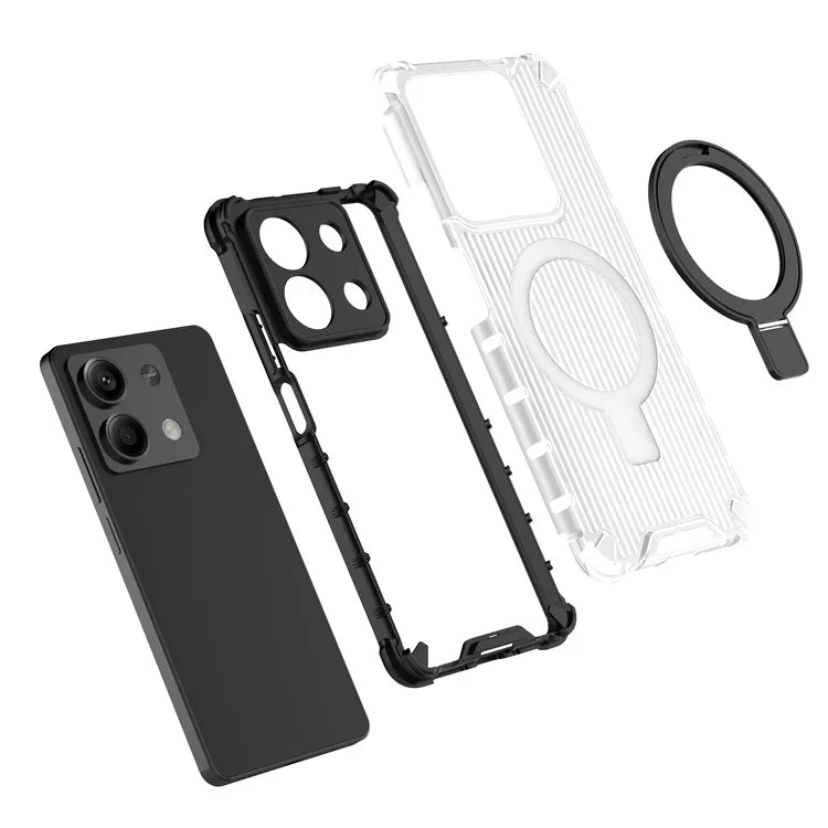 For Xiaomi Redmi Note 13 5G Case with Kickstand PC+TPU Phone Cover Compatible with MagSafe