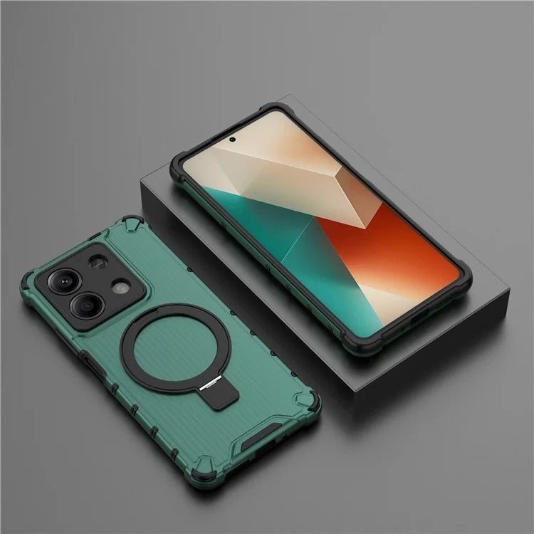 For Xiaomi Redmi Note 13 5G Case with Kickstand PC+TPU Phone Cover Compatible with MagSafe