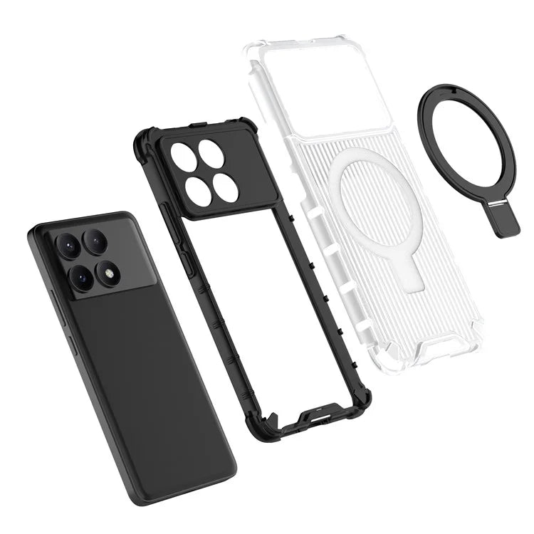 For Xiaomi Redmi K70E 5G  /  Poco X6 Pro 5G Case with Kickstand PC+TPU Phone Cover Compatible with MagSafe