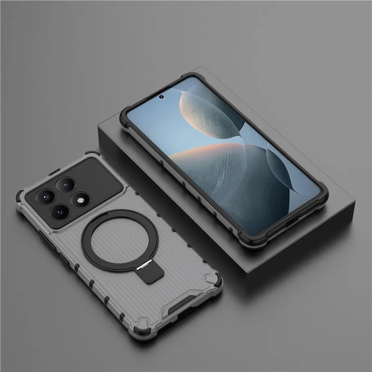 For Xiaomi Redmi K70E 5G  /  Poco X6 Pro 5G Case with Kickstand PC+TPU Phone Cover Compatible with MagSafe