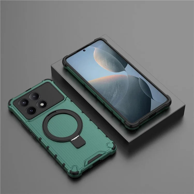 For Xiaomi Redmi K70E 5G  /  Poco X6 Pro 5G Case with Kickstand PC+TPU Phone Cover Compatible with MagSafe