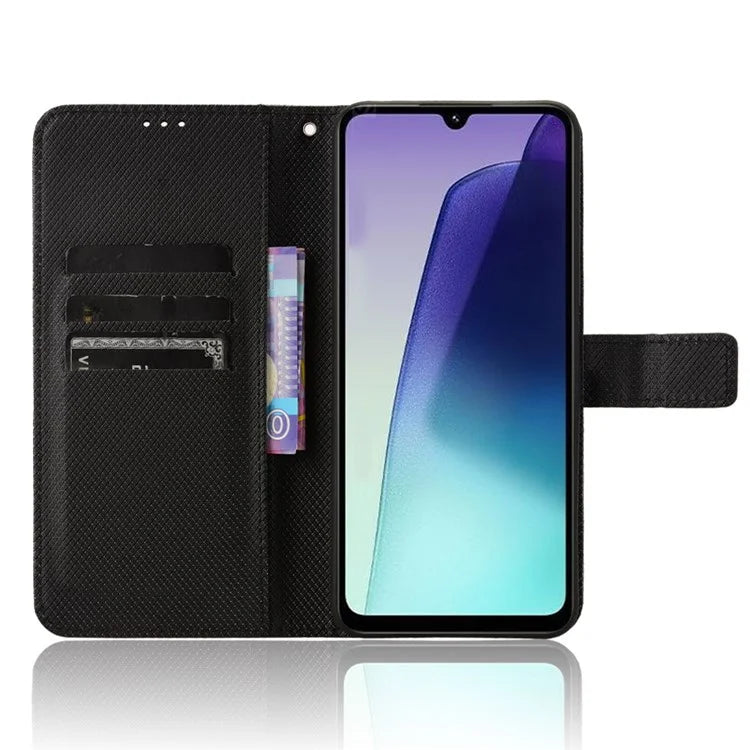 For Xiaomi Redmi 14C 4G Case PU Leather Diamond Texture Wallet Phone Cover