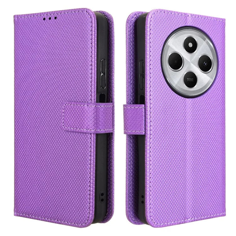 For Xiaomi Redmi 14C 4G Case PU Leather Diamond Texture Wallet Phone Cover
