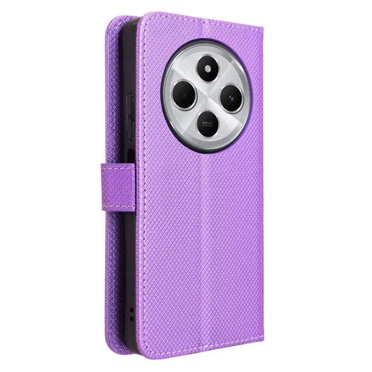 For Xiaomi Redmi 14C 4G Case PU Leather Diamond Texture Wallet Phone Cover