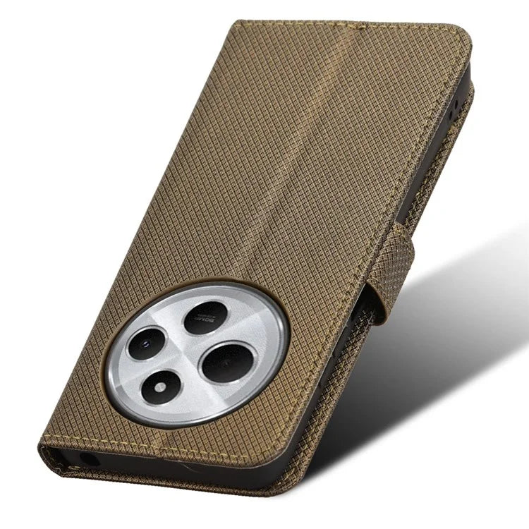 For Xiaomi Redmi 14C 4G Case PU Leather Diamond Texture Wallet Phone Cover