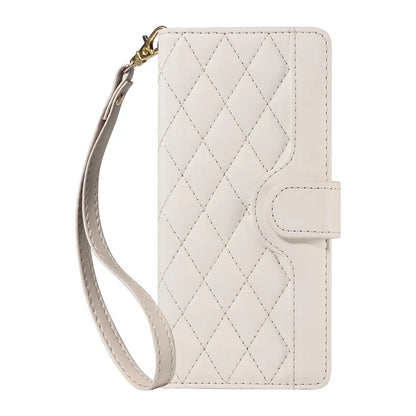 For Motorola Moto G54 5G / Moto G14 4G Case Wallet Rhombus Leather Phone Cover with Shoulder Strap, Wrist Strap