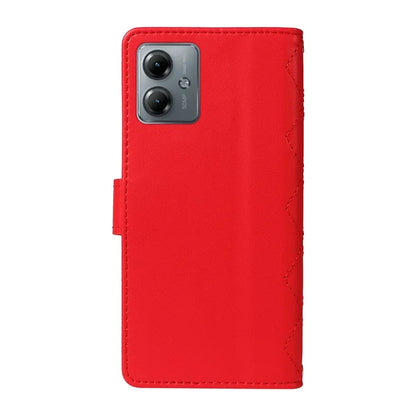 For Motorola Moto G54 5G / Moto G14 4G Case Wallet Rhombus Leather Phone Cover with Shoulder Strap, Wrist Strap