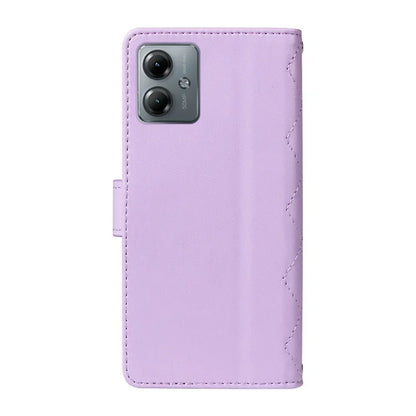 For Motorola Moto G54 5G / Moto G14 4G Case Wallet Rhombus Leather Phone Cover with Shoulder Strap, Wrist Strap
