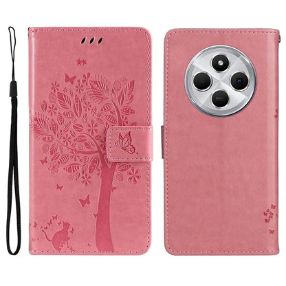 KT Imprinting Flower Series-3 For Xiaomi Redmi 14C 4G Case Cat Tree Pattern Flip Leather Phone Cover
