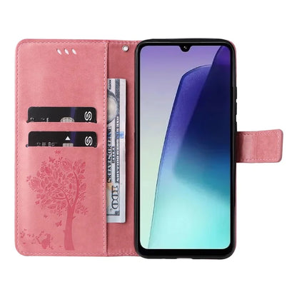 KT Imprinting Flower Series-3 For Xiaomi Redmi 14C 4G Case Cat Tree Pattern Flip Leather Phone Cover