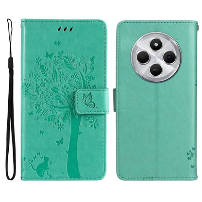 KT Imprinting Flower Series-3 For Xiaomi Redmi 14C 4G Case Cat Tree Pattern Flip Leather Phone Cover