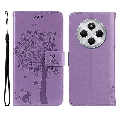KT Imprinting Flower Series-3 For Xiaomi Redmi 14C 4G Case Cat Tree Pattern Flip Leather Phone Cover