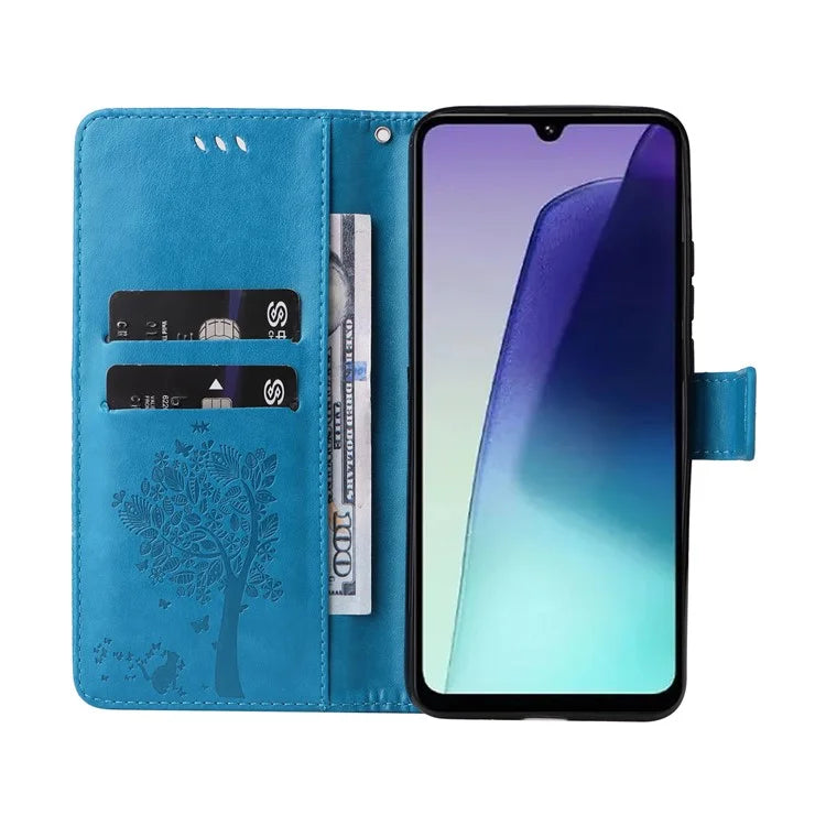 KT Imprinting Flower Series-3 For Xiaomi Redmi 14C 4G Case Cat Tree Pattern Flip Leather Phone Cover
