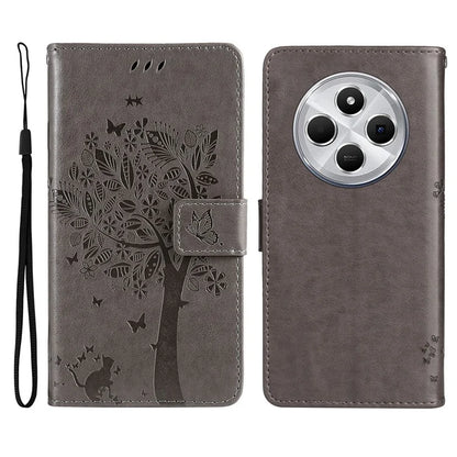 KT Imprinting Flower Series-3 For Xiaomi Redmi 14C 4G Case Cat Tree Pattern Flip Leather Phone Cover