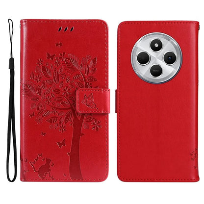 KT Imprinting Flower Series-3 For Xiaomi Redmi 14C 4G Case Cat Tree Pattern Flip Leather Phone Cover