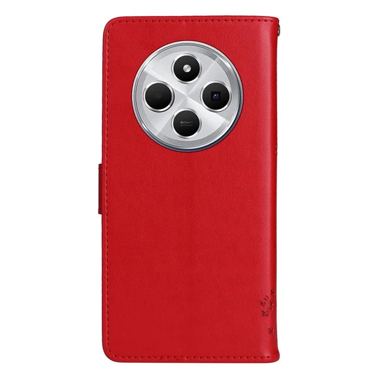 KT Imprinting Flower Series-3 For Xiaomi Redmi 14C 4G Case Cat Tree Pattern Flip Leather Phone Cover