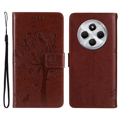 KT Imprinting Flower Series-3 For Xiaomi Redmi 14C 4G Case Cat Tree Pattern Flip Leather Phone Cover