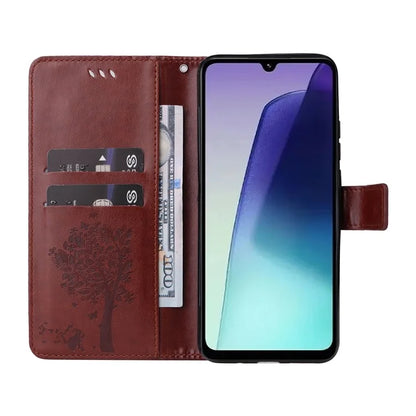 KT Imprinting Flower Series-3 For Xiaomi Redmi 14C 4G Case Cat Tree Pattern Flip Leather Phone Cover