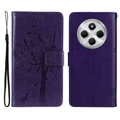 KT Imprinting Flower Series-3 For Xiaomi Redmi 14C 4G Case Cat Tree Pattern Flip Leather Phone Cover