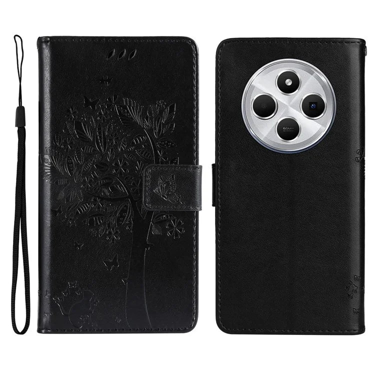 KT Imprinting Flower Series-3 For Xiaomi Redmi 14C 4G Case Cat Tree Pattern Flip Leather Phone Cover