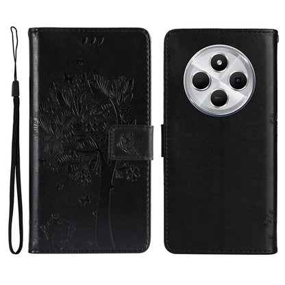 KT Imprinting Flower Series-3 For Xiaomi Redmi 14C 4G Case Cat Tree Pattern Flip Leather Phone Cover