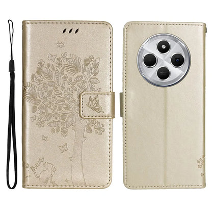KT Imprinting Flower Series-3 For Xiaomi Redmi 14C 4G Case Cat Tree Pattern Flip Leather Phone Cover