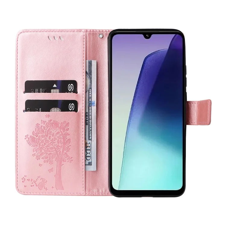 KT Imprinting Flower Series-3 For Xiaomi Redmi 14C 4G Case Cat Tree Pattern Flip Leather Phone Cover