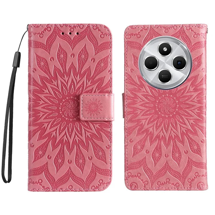 KT Imprinting Flower Series-1 For Xiaomi Redmi 14C 4G Case Sunflower Leather Wallet Phone Cover