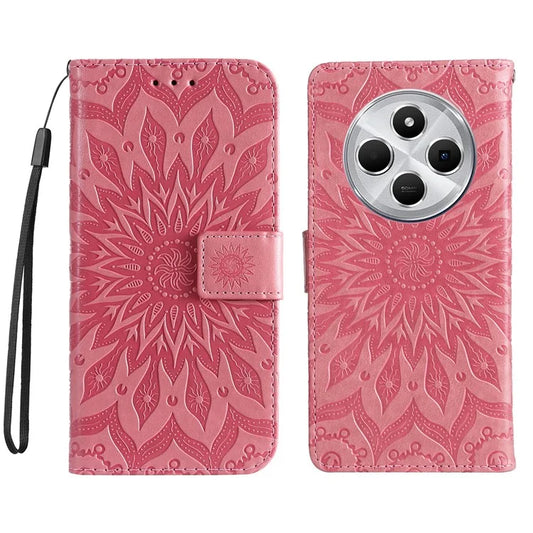 KT Imprinting Flower Series-1 For Xiaomi Redmi 14C 4G Case Sunflower Leather Wallet Phone Cover