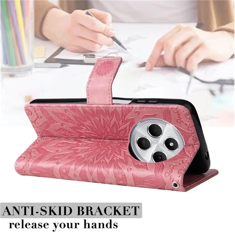 KT Imprinting Flower Series-1 For Xiaomi Redmi 14C 4G Case Sunflower Leather Wallet Phone Cover