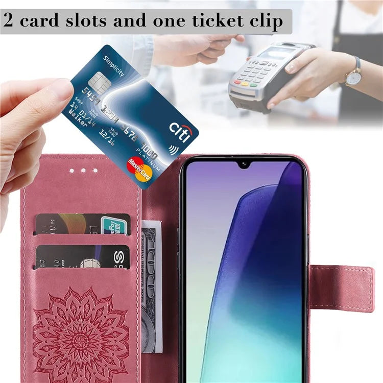 KT Imprinting Flower Series-1 For Xiaomi Redmi 14C 4G Case Sunflower Leather Wallet Phone Cover
