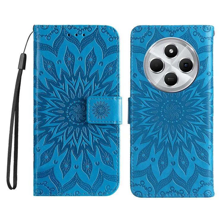 KT Imprinting Flower Series-1 For Xiaomi Redmi 14C 4G Case Sunflower Leather Wallet Phone Cover