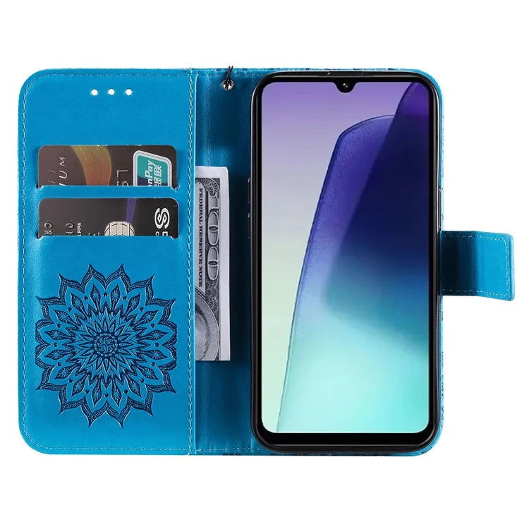 KT Imprinting Flower Series-1 For Xiaomi Redmi 14C 4G Case Sunflower Leather Wallet Phone Cover