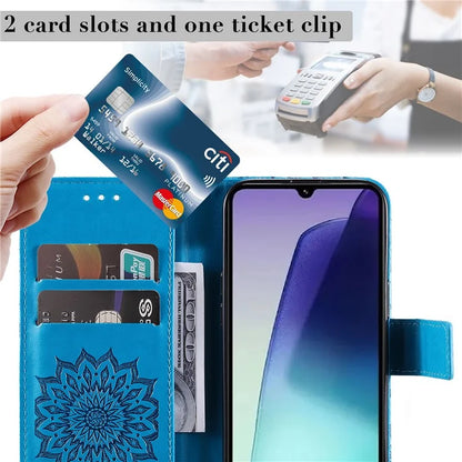 KT Imprinting Flower Series-1 For Xiaomi Redmi 14C 4G Case Sunflower Leather Wallet Phone Cover