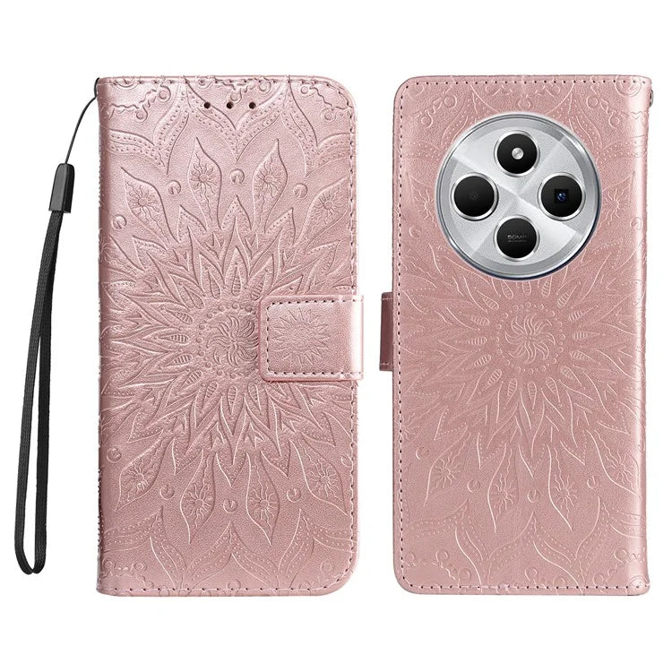 KT Imprinting Flower Series-1 For Xiaomi Redmi 14C 4G Case Sunflower Leather Wallet Phone Cover