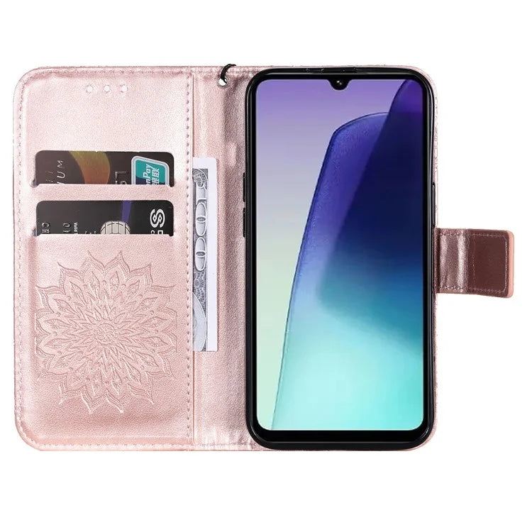 KT Imprinting Flower Series-1 For Xiaomi Redmi 14C 4G Case Sunflower Leather Wallet Phone Cover