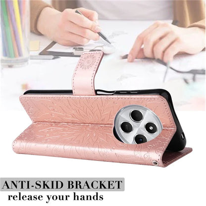 KT Imprinting Flower Series-1 For Xiaomi Redmi 14C 4G Case Sunflower Leather Wallet Phone Cover