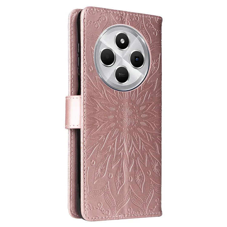 KT Imprinting Flower Series-1 For Xiaomi Redmi 14C 4G Case Sunflower Leather Wallet Phone Cover